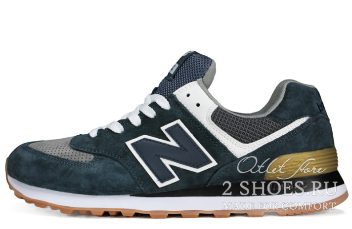 Кроссовки New Balance 574 Obsidian blue Grey White  синие