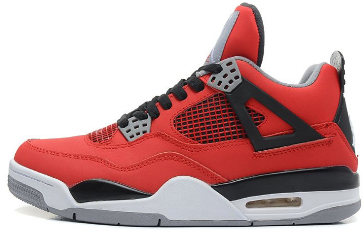 Кроссовки Nike Air Jordan 4 (IV) Fire Red Toro Bravo 308497-603 красные, замшевые