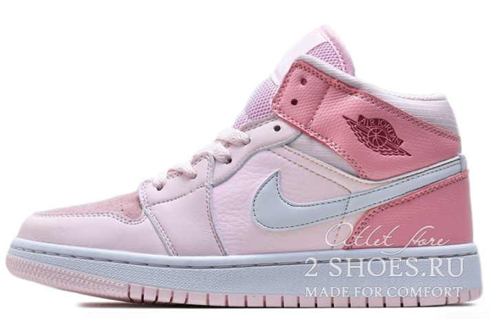 Кроссовки Nike Air Jordan 1 Mid Digital Pink CW5379-600 розовые, кожаные