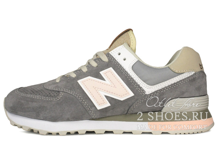 Кроссовки New Balance 574 Winter Grey Pink Beige  серые