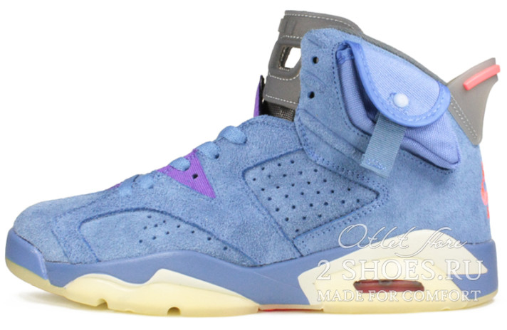 Кроссовки Nike Air Jordan 6 (VI) Travis Scott Houston Oilers  синие